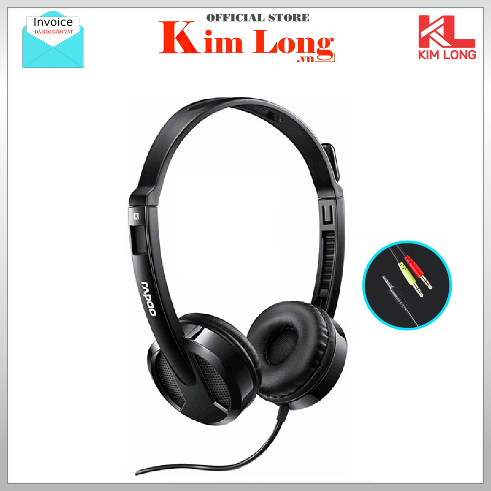 Tai nghe Rapoo H100 chụp tai có dây On-ear - Wired Stereo - Hàng chính hãng