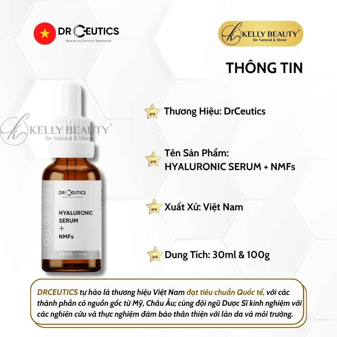 Tinh Chất Cấp Ẩm Drceutics Hyaluronic Serum + NMFs - Giúp Da Căng Bóng, Mềm Mịn | Kelly Beauty