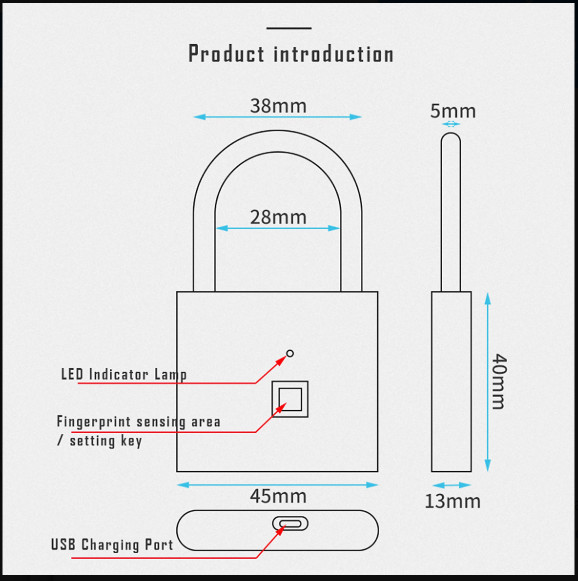 Ổ Khoá Vân Tay Sạc USB OKT-01