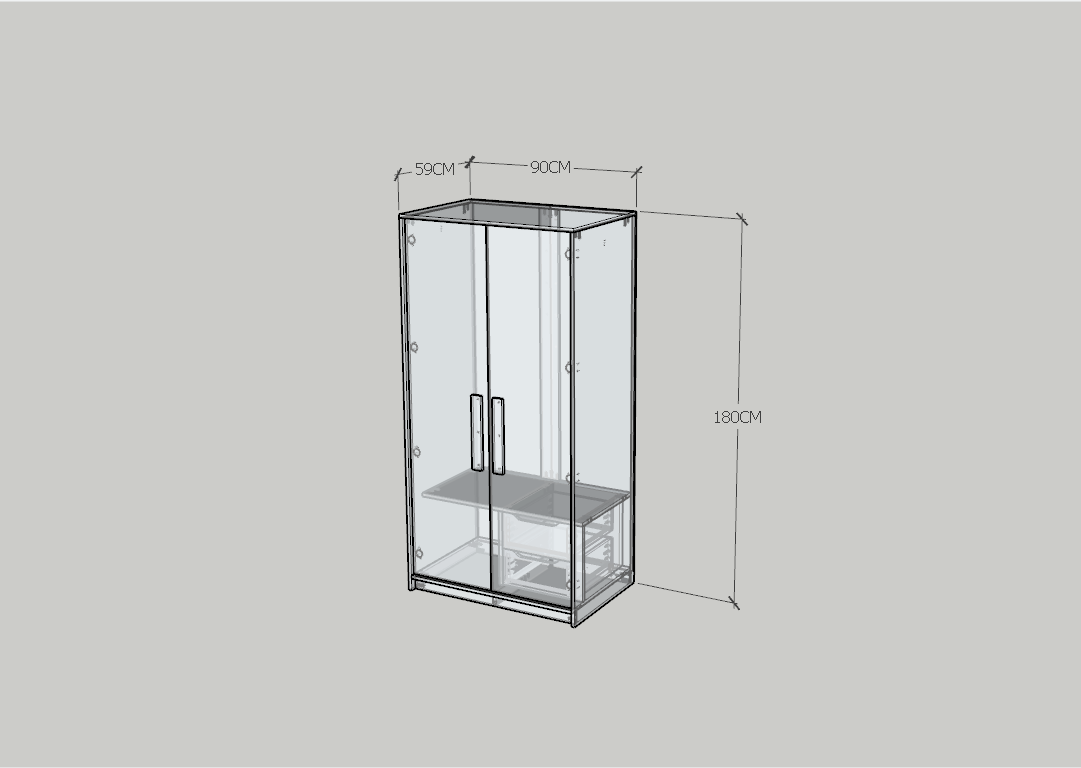 HAPPY FURNITURE , Tủ quần áo 2 cửa mở - RUBEL, TCM_226, 90cm x 59cm x 180cm DxRxC