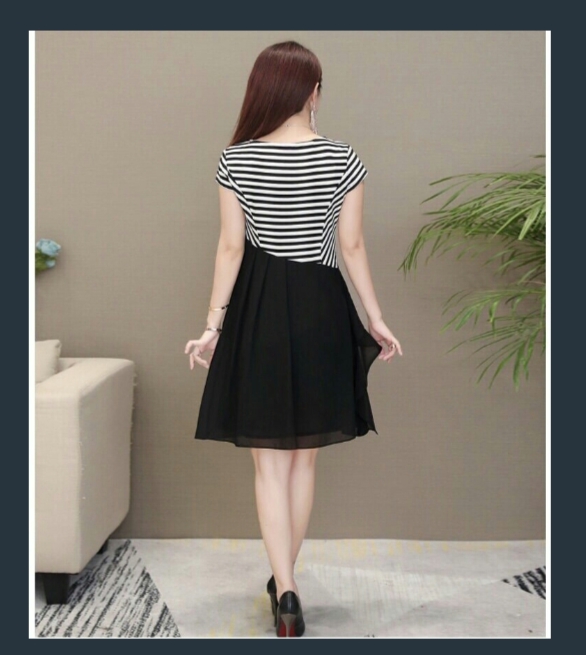 Đầm Kẻ Phối Voan Cực Xinh