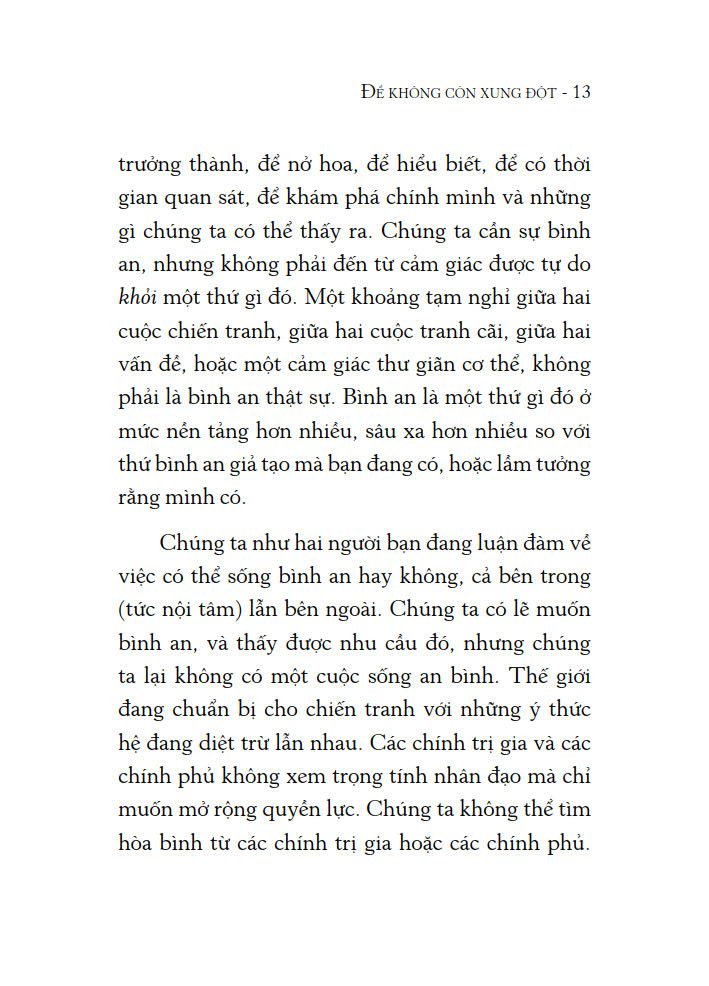 Sách Để Không Còn Xung Đột