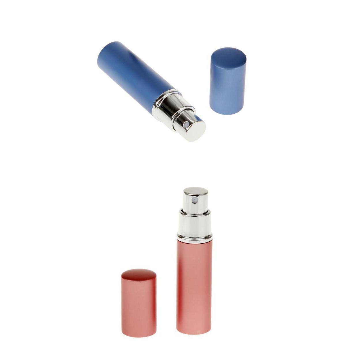 2pcs Portable Perfume Aromatherapy Container Leaking Proof Atomizer Empty Refillable Mist Spray Bottles - Blue and Pink