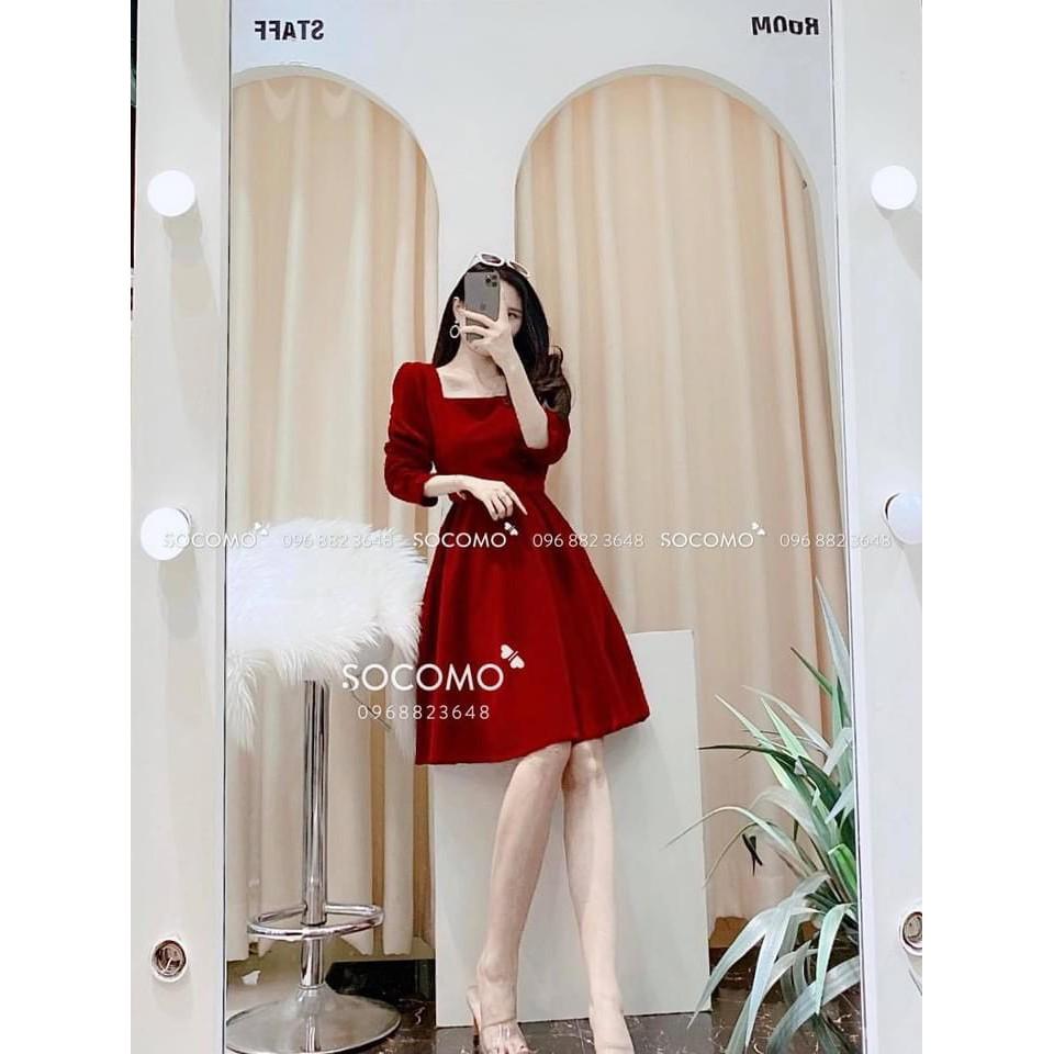 Đầm nhung cổ vuông cho nữ DN283