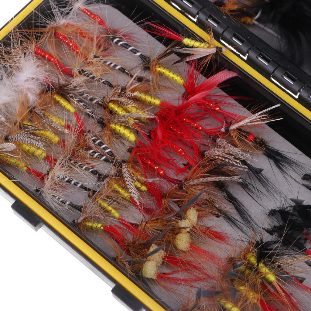120pcs Dry/Wet Fly Fishing Insects Flies Different Style Salmon Trout Flies