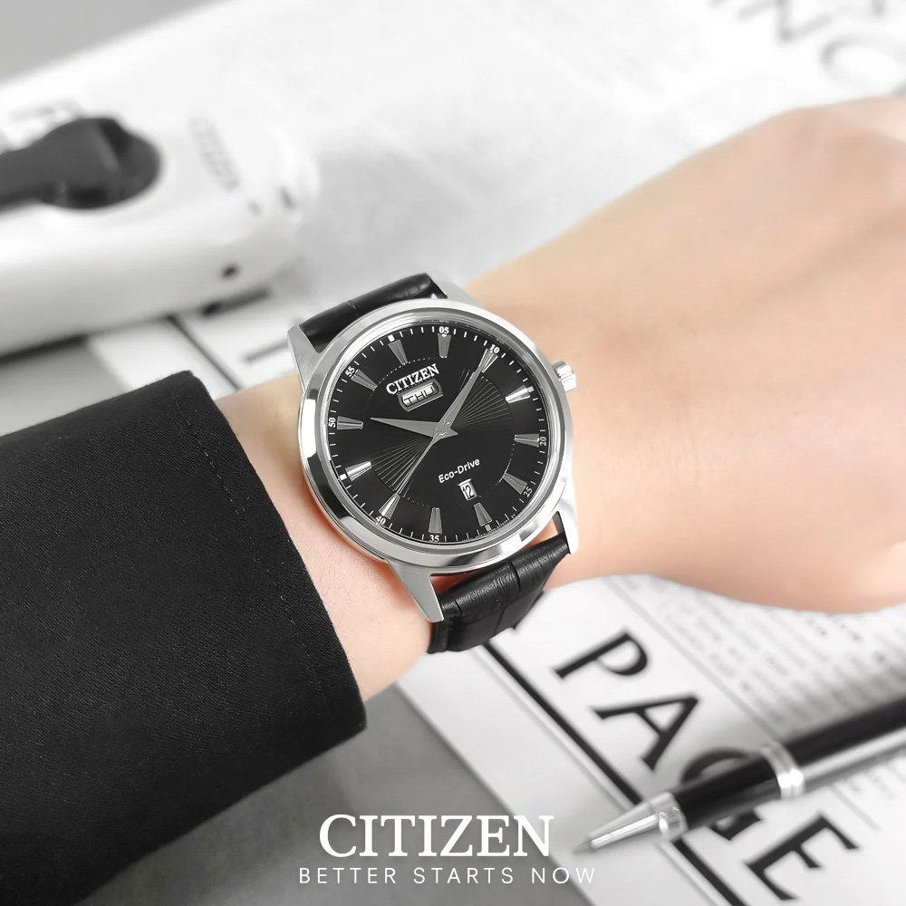 Đồng Hồ Nam Citizen Dây Da AW0100-27E - Mặt Đen (40mm)