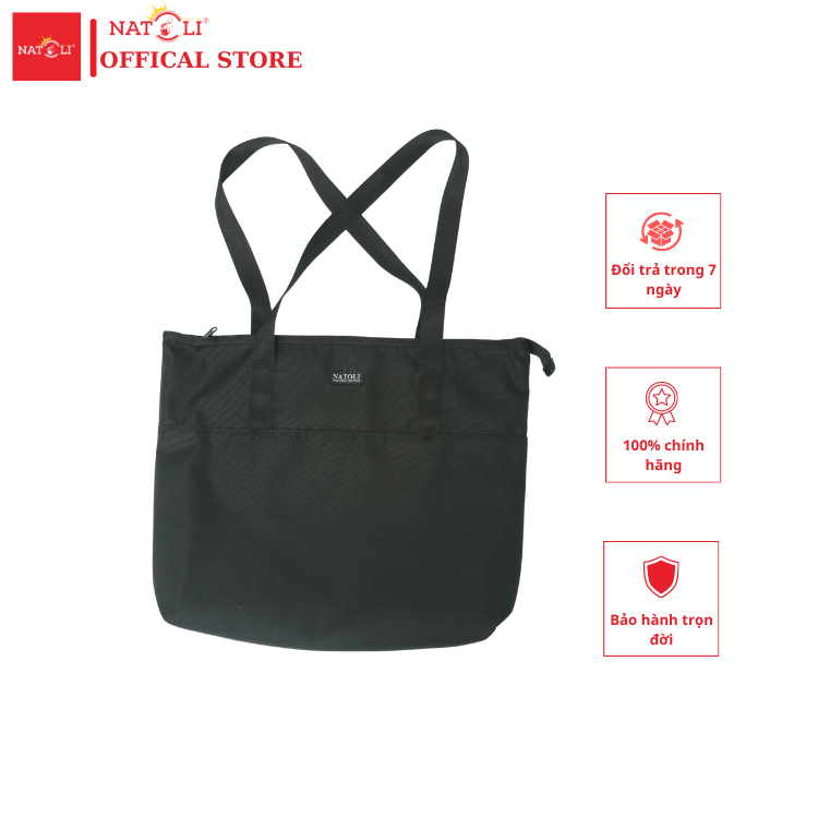 Túi tote nữ Elegant Chicbag T4 chính hãng NATOLI chất vải canvas có khóa kéo chống nước nhiều ngăn