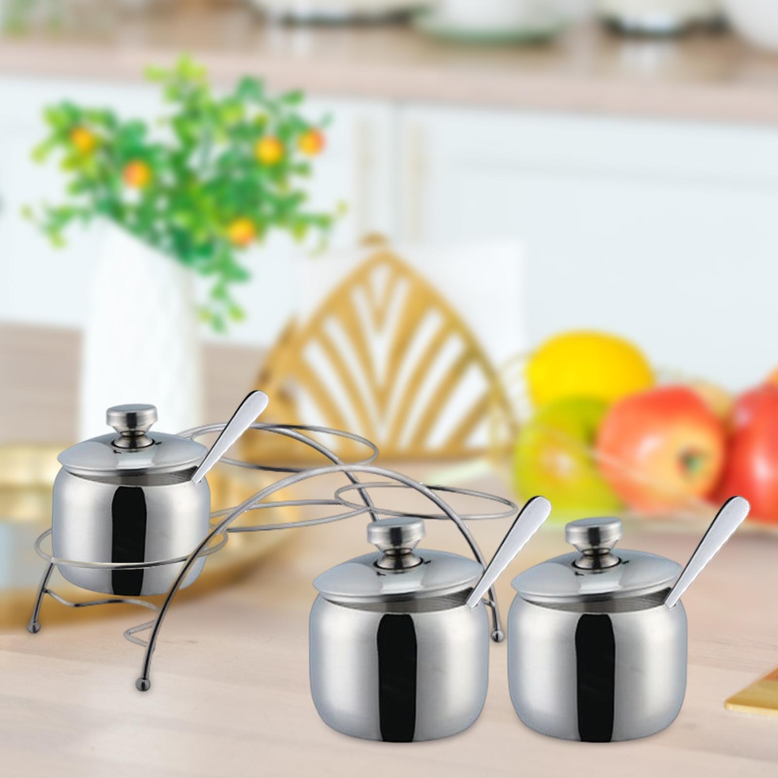 Salt Container Spice Case Seasoning Jar and Spoon Holder Convenient for Housewarming Gift