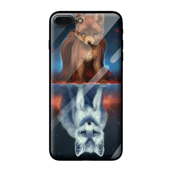 Ốp kính cường lực cho iPhone 7 Plus mẫu sói 2 - Hàng chính hãng