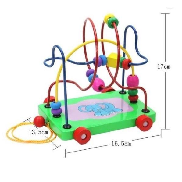 Đồ Chơi Gỗ Xe Kéo Luồn Hạt, đồ chơi phát triển trí tuệ cho bé từ 12 tháng