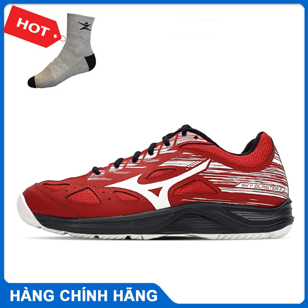 Giày Mizuno cầu lông dành cho nam và nữ SKY BLASTER 2 71GA204563 mẫu mới màu đỏ-tặng tất thể thao bendu