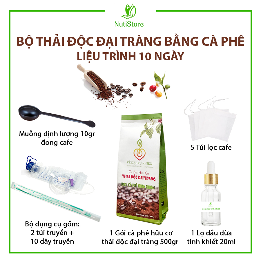 Bộ Thải Độc Đại Tràng Bằng Cà Phê Hữu Cơ CPR81 Giúp Đại Tràng Sạch, Chữa Táo Bón, Tiêu Hóa Tốt; Giảm Cân, Sáng Da - Bộ Đầy Đủ Dụng Cụ Dùng 10 Ngày (Gerson Coffee)