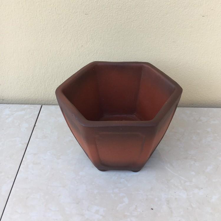 Chậu bonsai Lục giác mini đất nung gốm Bát tràng 1 size BM-41