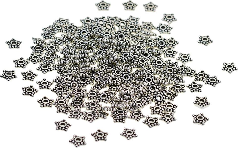 100 Máy Tính 8 Mm Bạc Tây Tạng Mạ Rời Hạt Thủ Công Ngôi Sao Hạt Trang Sức Làm Charm Phụ Kiện Cho Neckalce Vòng T