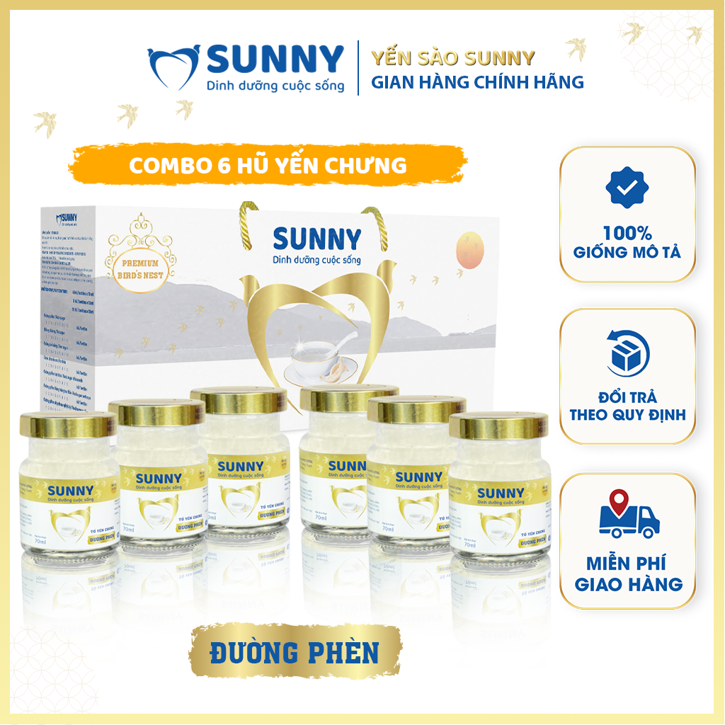 Yến đường phèn - Yến Sào Khánh Hòa chưng sẳn - 25% Yến thô - 70ml/hũ - Yến sào SUNNY