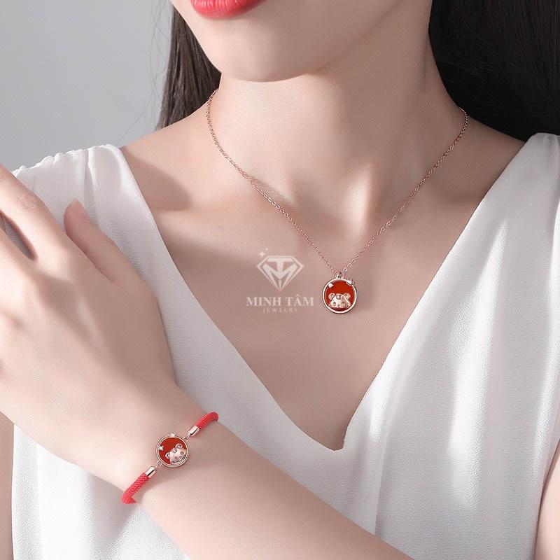Dây chuyền bạc nữ 925 mặt Hổ bạc xi vàng mẫu mới 2022-Minh Tâm Jewelry