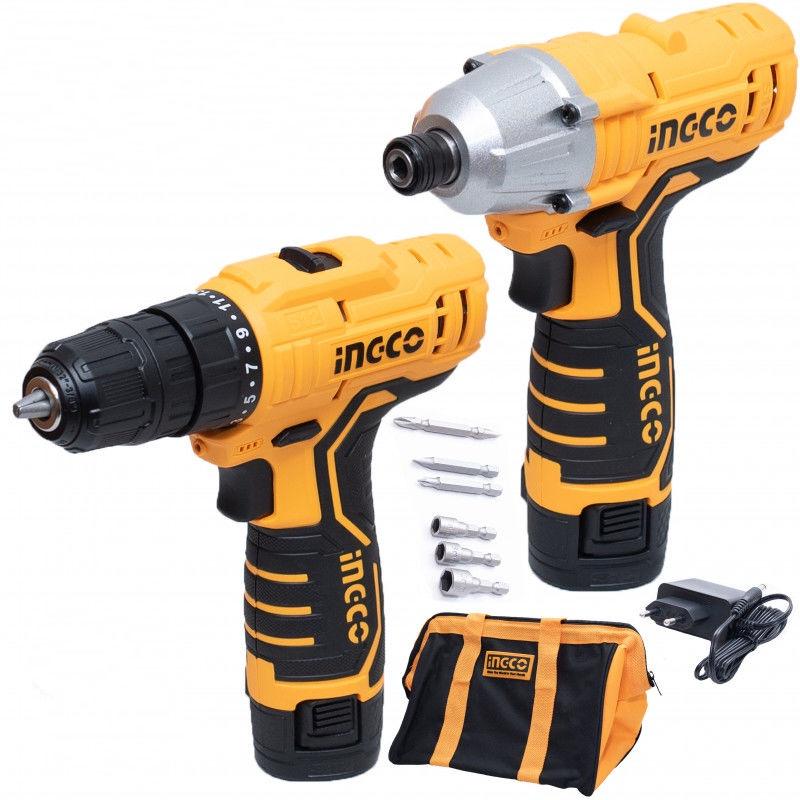 BỘ MÁY KHOAN VÀ MÁY SIẾT VÍT DÙNG PIN 12V INGCO CKLI1201 - HÀNG CHÍNH HÃNG