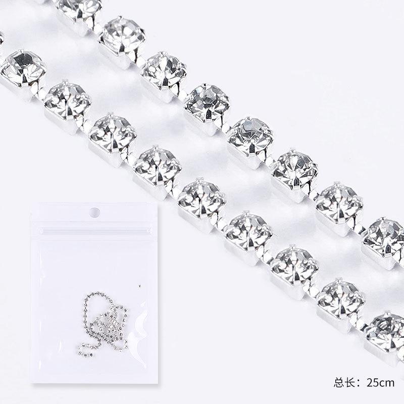 Charm xích nail hạt trai Yapas dây dài 25cm , Charm đính móng tay xích sắt hạt phụ kiện trang trí móng cao cấp