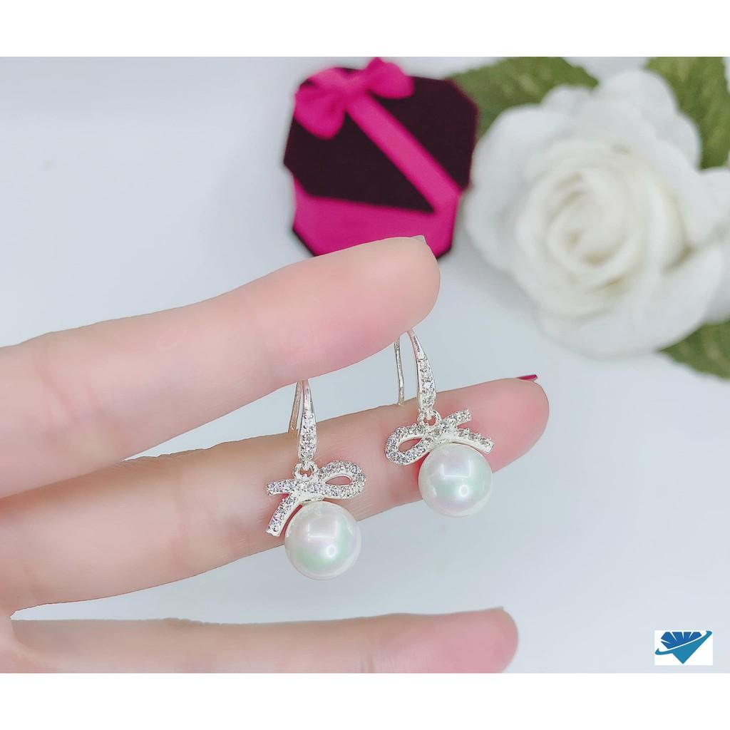Bông tai nữ bạc ta móc nơ trai MS65a