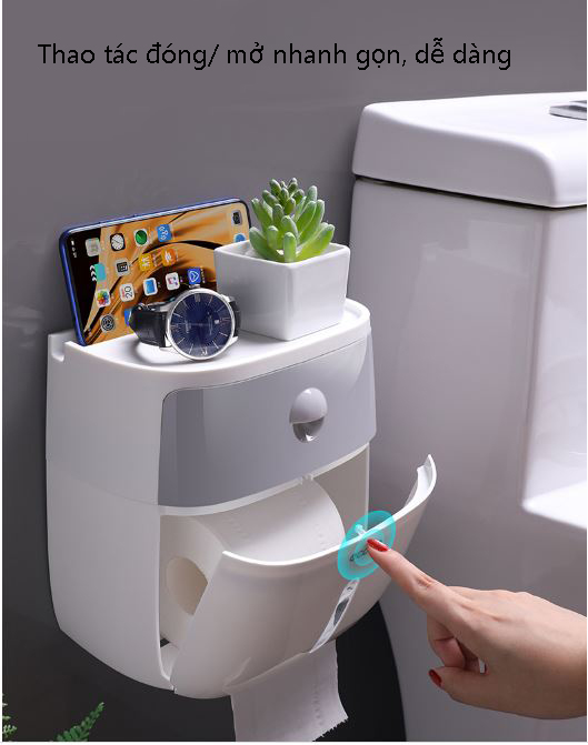 Hộp Đựng Giấy Vệ Sinh Đa Năng - 2 Tầng - Không Cần Khoan Tường - Hàng Cao Cấp - Giao Màu Ngẫu Nhiên