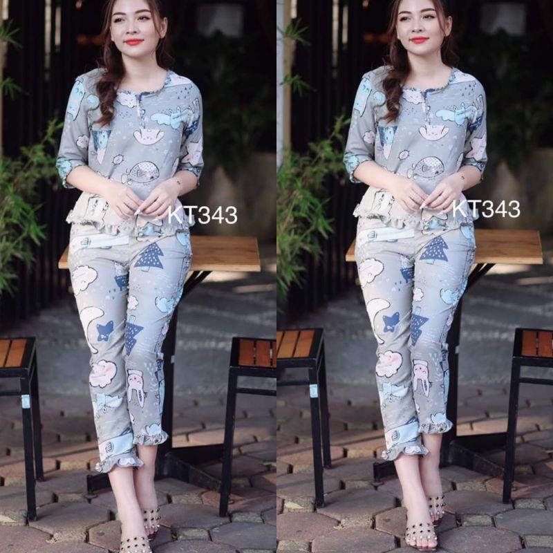 Đồ bộ mặc nhà, đồ sau sinh cổ đáp ren 2 màu siêu xinh