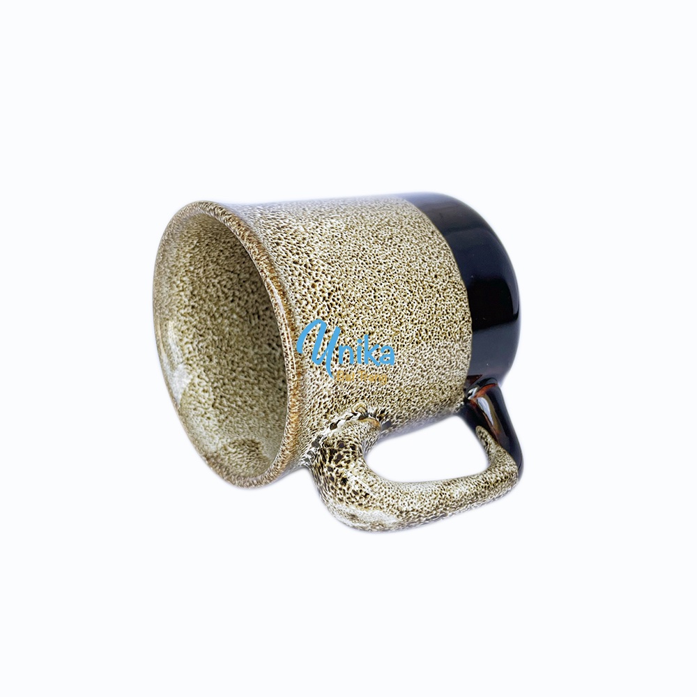 Cốc Cafe bé có quai men gấm vàng D6XC7 - Cốc Cafe Phê Cao Cấp Men Gấm Vàng - Gốm Sứ Bát Tràng