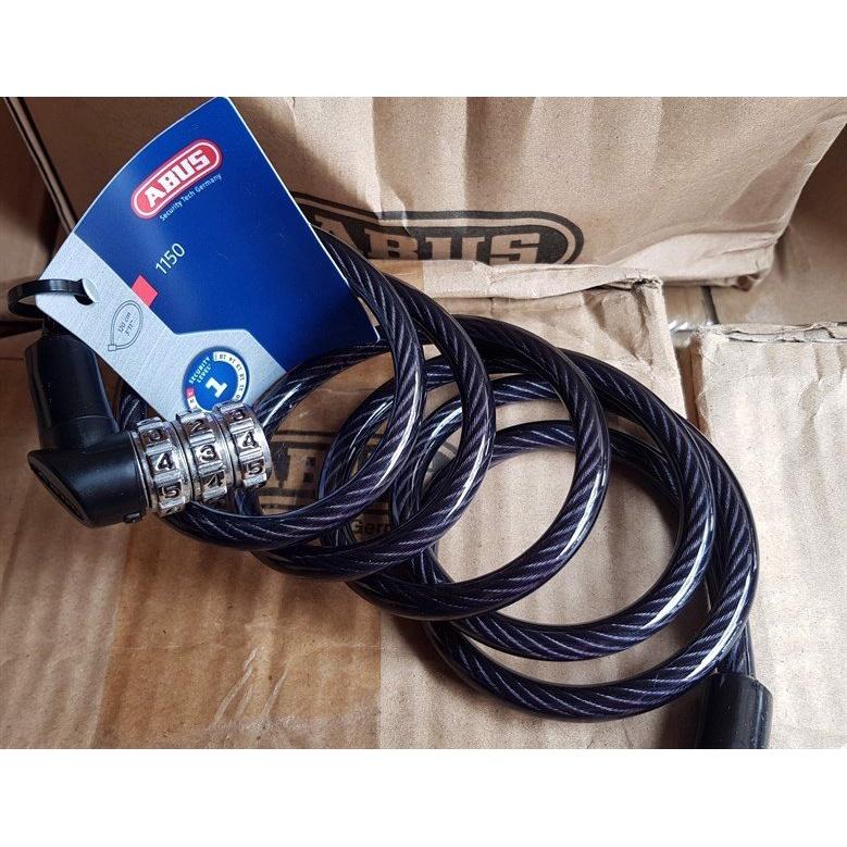 Khóa dây cáp mềm 1150 màu đen ABU: 7mmx1200mm, dây thép bọc nhựa, mở khóa 3 số, trọng lượng 0,3kg - Hoa Sen Home - Hàng chính hãng