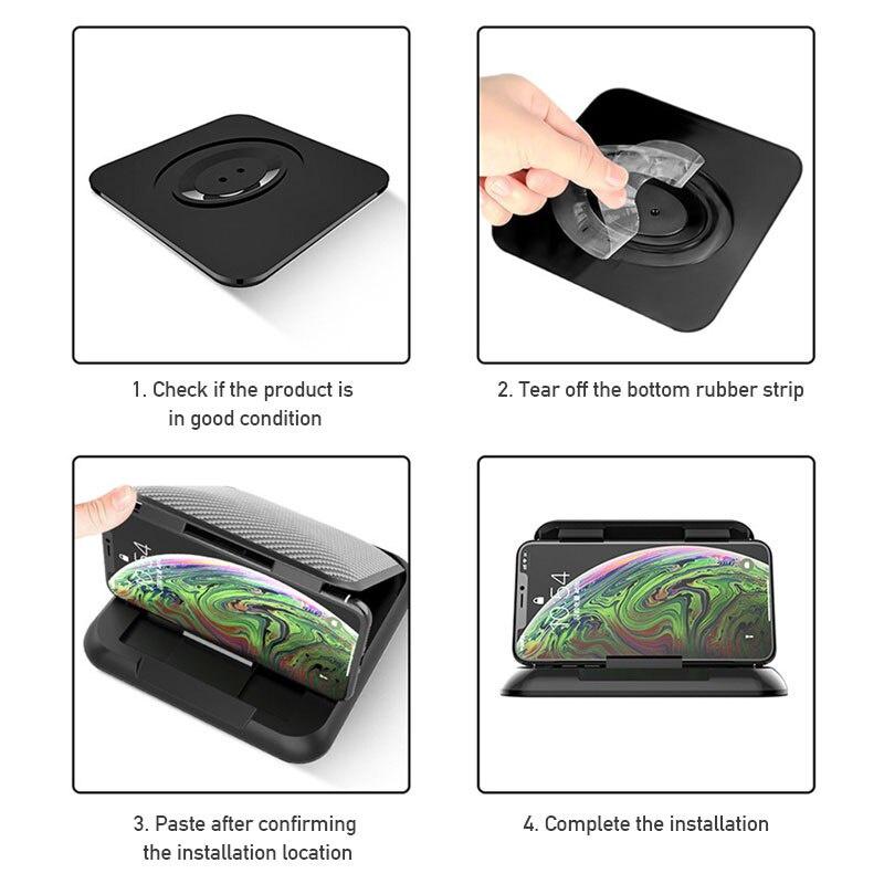 Giá Đỡ Điện Thoại Gắn Bảng Điều Khiển Xe Hơi Họa Tiết Sợi Carbon Chống Trượt Có Thể Gấp Gọn