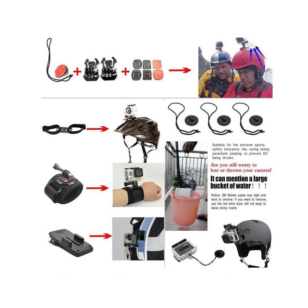 Bộ phụ kiện 14in1 cho GoPro Hero5 Black Hero5 Session Hero 4 Hero Session GoPro Hero3 + 3 2 1 SJ4000 Cam Xiaomi Skiing