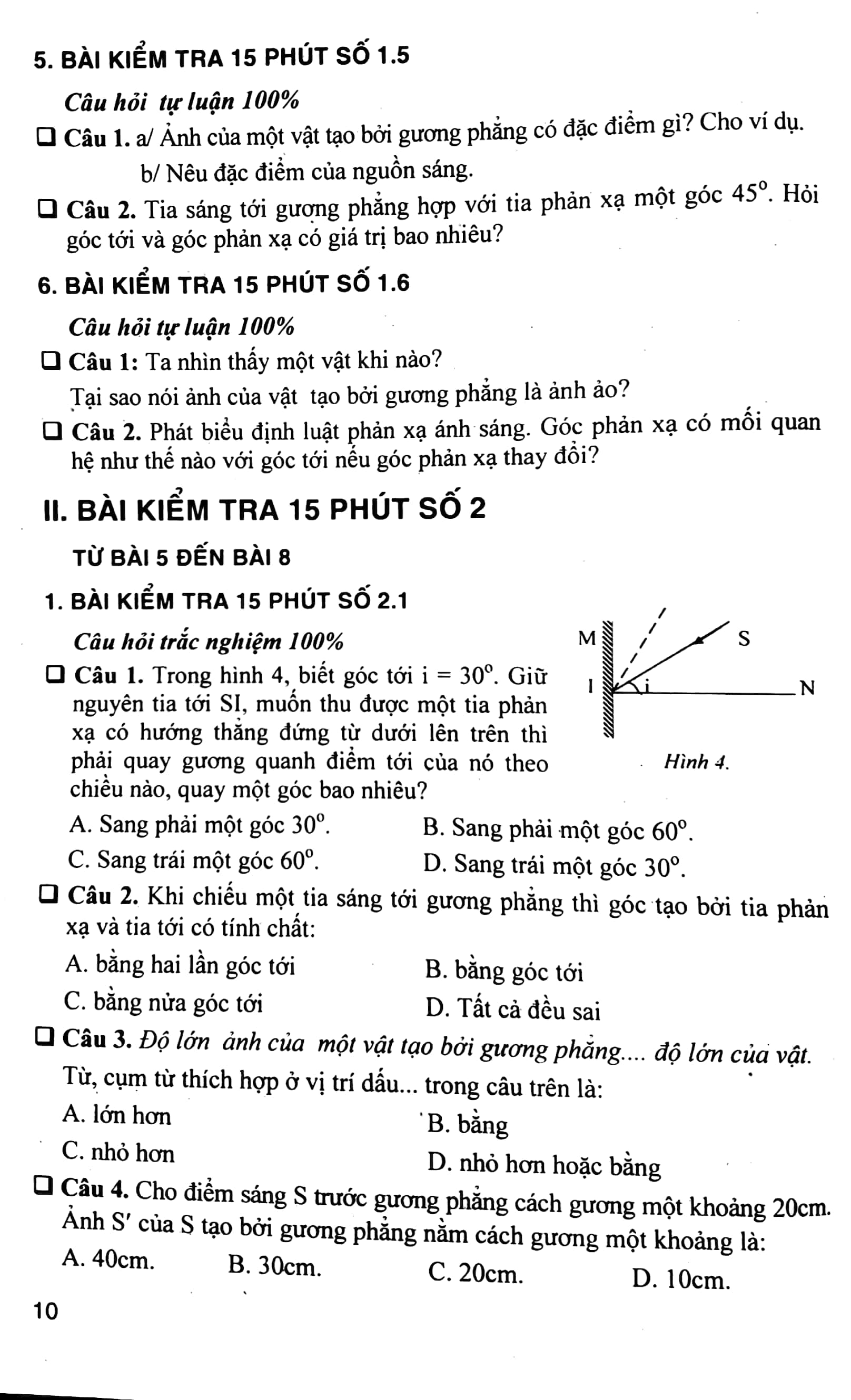 Đề Kiểm Tra Vật Lý 7