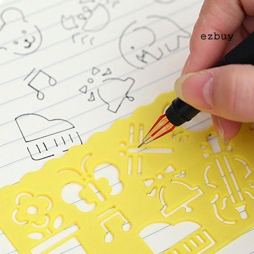 EY-4Pcs Cute Kids Graphics And Symbols Drawing Template Stencil Ruler Stationery