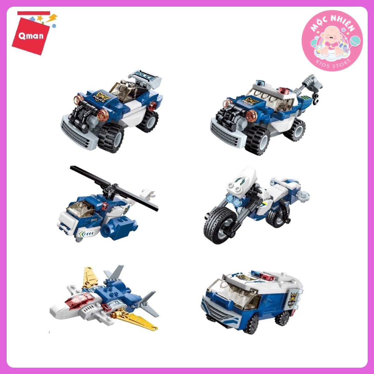 Đồ Chơi Xếp Hình Lắp Ráp Qman 41104 - Cảnh sát biến hình Dành Cho Các Bé Trên 6 Tuổi