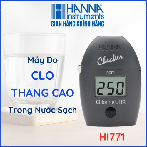 MÁY ĐO NHANH CLO THANG CAO TRONG NƯỚC SẠCH HI771 để kiểm tra nước sản xuất, nước sạch với độ chính xác cao, tặng kèm phụ kiện cho 6 lần đo