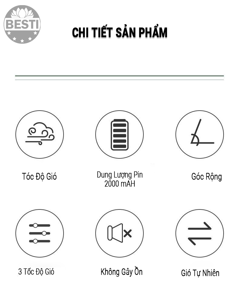 Quạt Mini Tích Điện Đeo Cổ Thời Trang Besti Y01, 3 Tốc Độ Gió Siêu Mát, Chạy Siêu Êm, Dung Lượng Pin 2000mAh, Phù Hợp Khi Chạy Bộ, Đi Du Lịch , Văn Phòng, Đi Chơi- Hàng Chính Hãng
