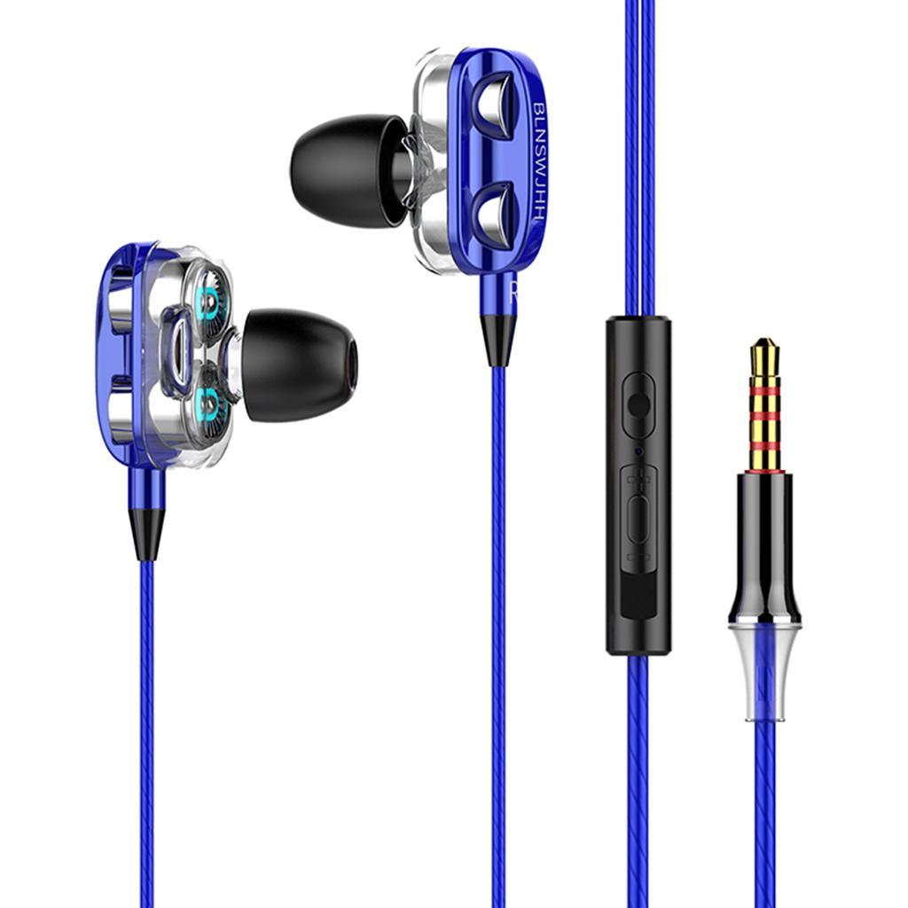 Speaker 1.2M Wired 3.5MM Earphone HiFi Stereo Headset Blue