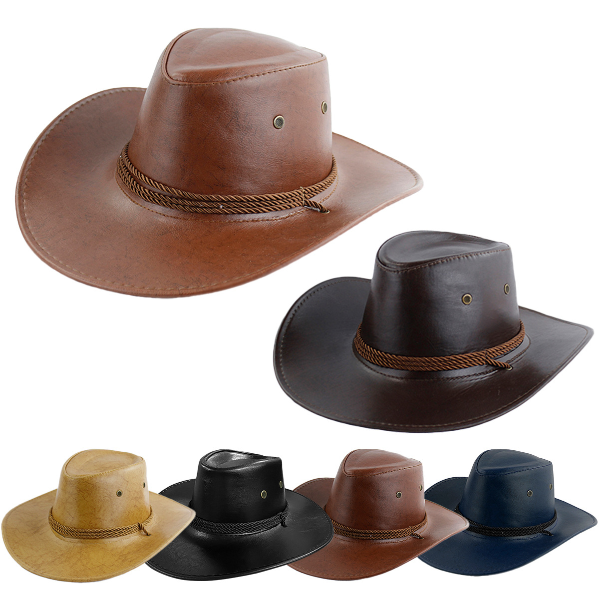 Mũ nón cao bồi miền tây Mỹ nam nữ chống nắng du lịch da PU dona23192101