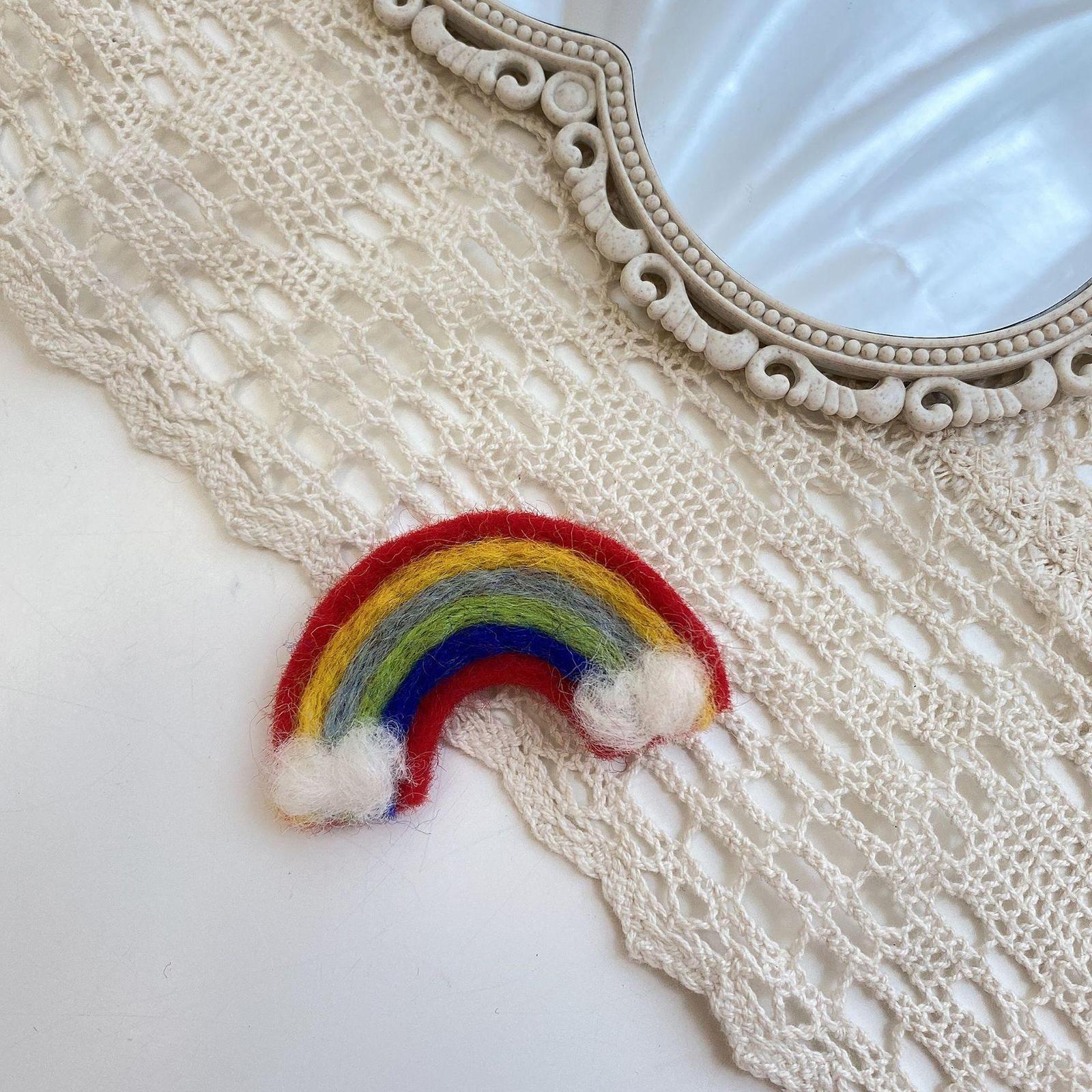 Rainbow Handmade Wool Felt Fashion Hairpins Hair Clips Accessories for Bangs Girls