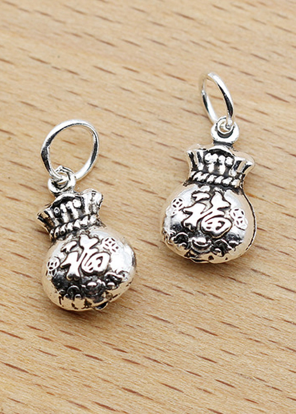 Combo 2 cái charm bạc hình túi tiền treo - Ngọc Quý Gemstones