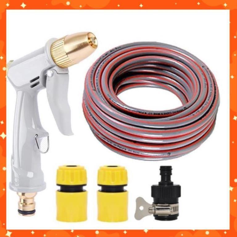 Bộ dây vòi xịt nước rửa xe, tưới cây tăng áp 3 lần, loại 3-5m (cút nhựa nối 713-1) 206846