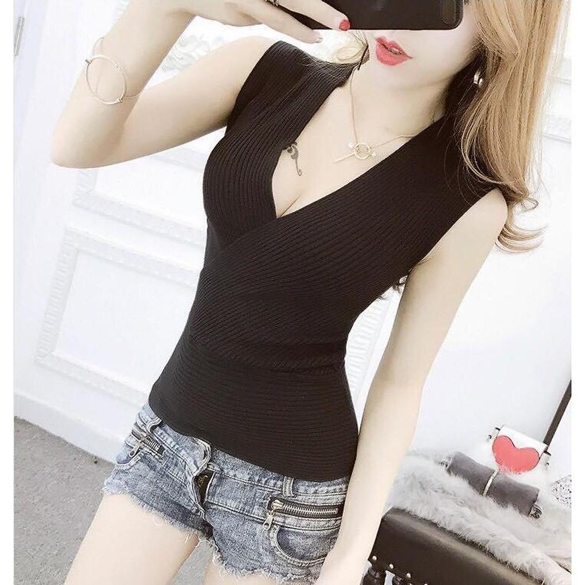 Áo body kiểu cổ đáp chéo đẹp quyến rũ