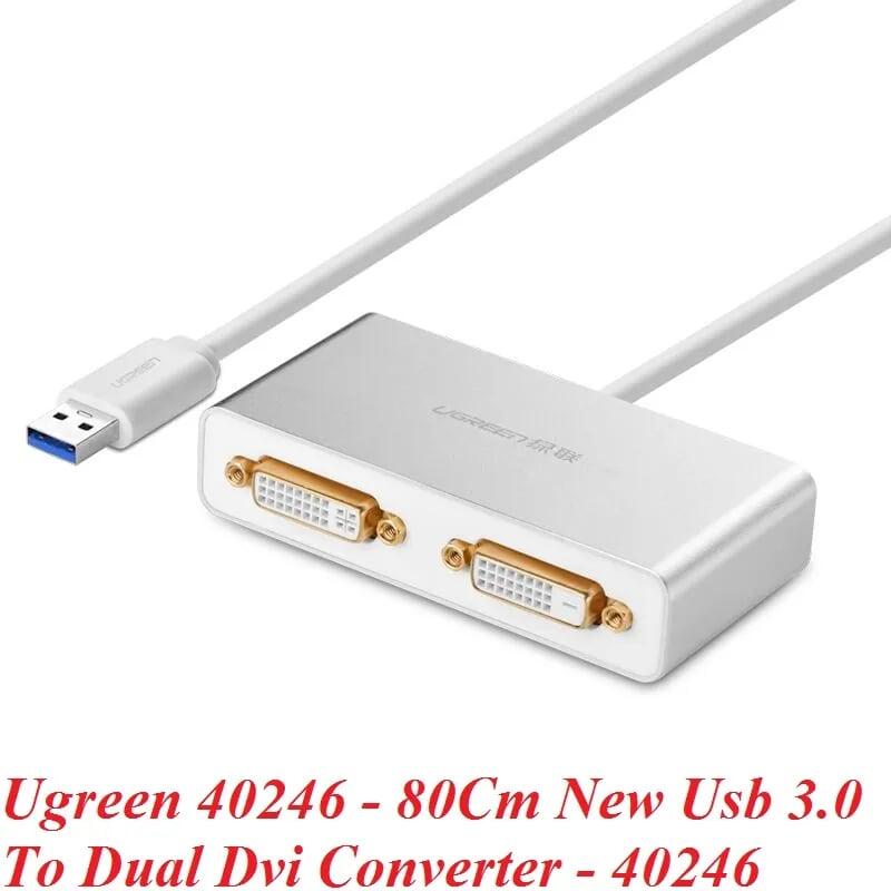 Ugreen UG4024640246TK 80CM màu Trắng Bộ chuyển đổi USB 3.0 sang 2 cổng DVI 24 + 1 và 24 + 5 - HÀNG CHÍNH HÃNG