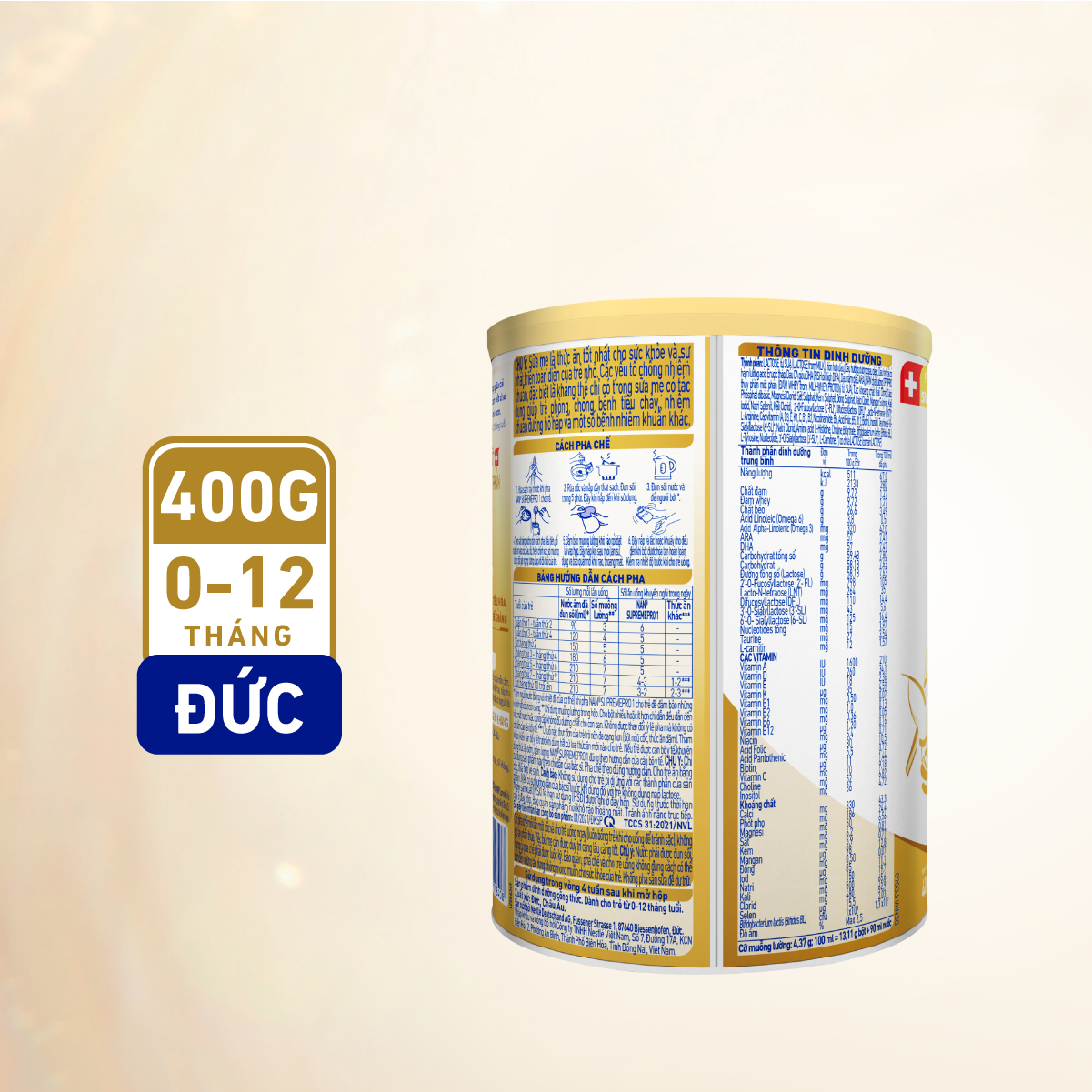 Sữa bột Nestlé NAN SUPREMEPRO 1 400g nhập khẩu Đức với 5HMO &amp; đạm Gentle Optipro ( Dành cho trẻ từ 0 - 12 tháng tuổi)