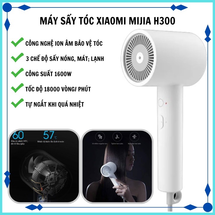 Máy sấy tóc Sothing Mijia H300, công suất 1600w, ion âm giúp bảo vệ tóc- Hàng chính hãng