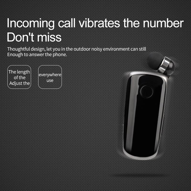 Mini Không Dây Rút Di Động Bluetooth Tai Nghe Cuộc Gọi Nhắc Nhở Rung Mặc Kẹp Thể Thao Chạy Bộ Tai Nghe Rảnh Tay Hoa Sen