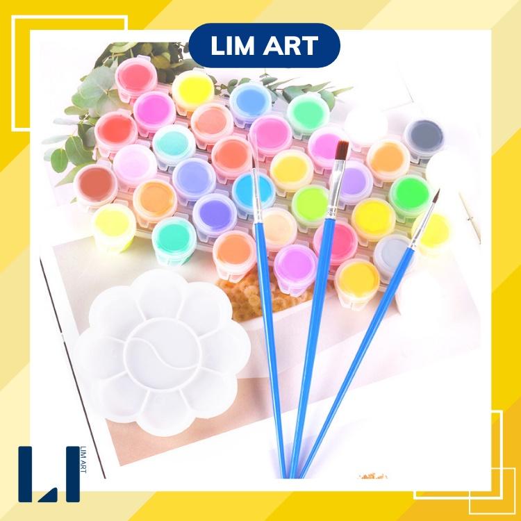 Bộ 8/12/18/24/36/48 màu acrylic 3ml tặng kèm cọ vẽ. Màu vẽ acrylic chuyên dụng vẽ tranh, quần áo, giày, vẽ đất sét,…