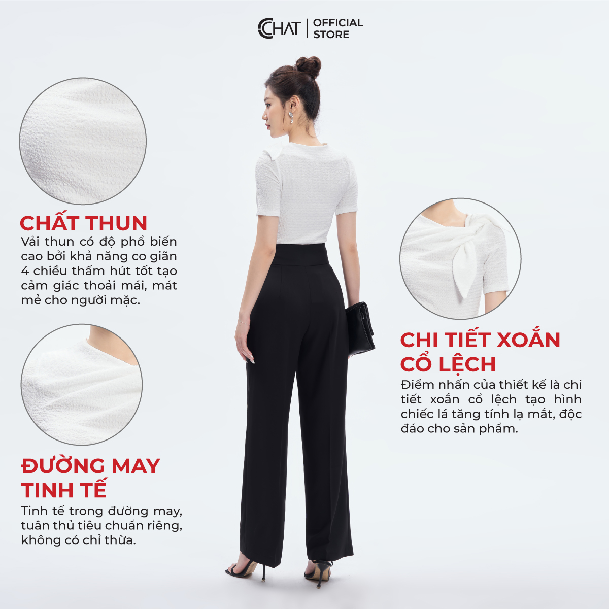 Áo Thun  Xoắn Lá Vai Chất Thun Cao Cấp 53TNC2001OT