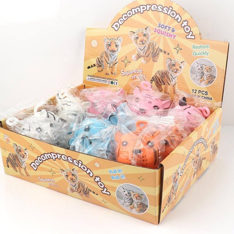Squishy Mochi hình CON HỔ NGỒI mềm mịn dễ thương chân thực giảm stress co dãn đàn hồi ngộ nghĩnh bóp giải trí