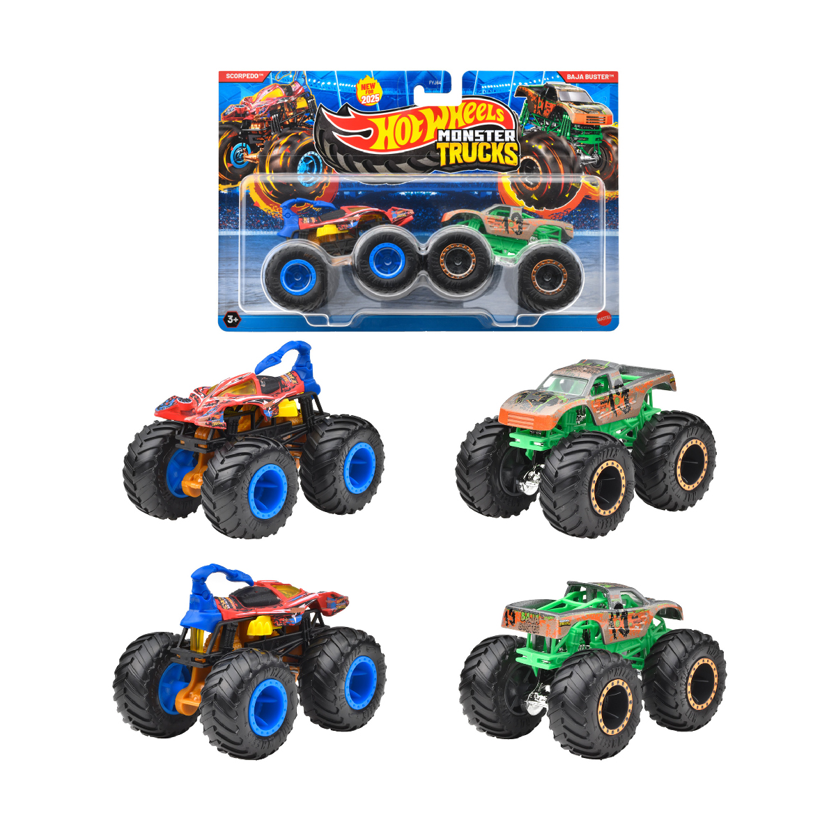 Bộ Đôi Siêu Xe Hot Wheels MONSTER TRUCKS FYJ64M - Giao hàng ngẫu nhiên