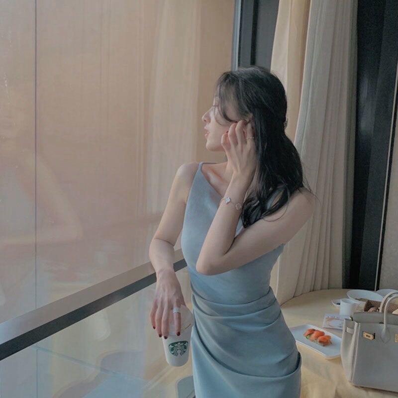 Đầm midi xếp li eo