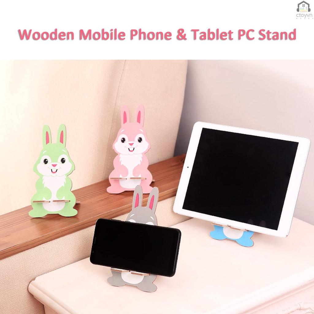 Giá đỡ điện thoại/máy tính bảng bằng gỗ hình chú thỏ dễ thương